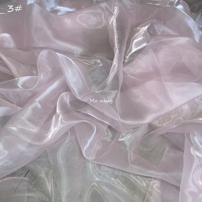 Lilac High-Gloss Organza Fabric, Reflective Yarn Mesh, 59"W