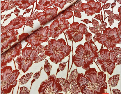 Lotus Brocade Fabric: 59"W Jacquard Satin Damask, Cheongsam Sewing