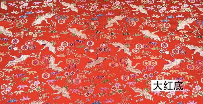 Crane Bird Jacquard Fabric: Chinese New Year Upholstery Fabric - Poppylollipop