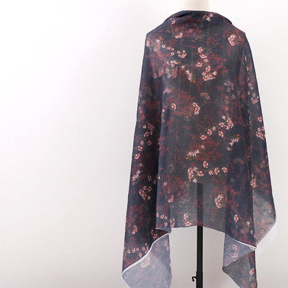 Floral Tencel Ramie Fabric: Teal Painting Pattern, Sewing Material