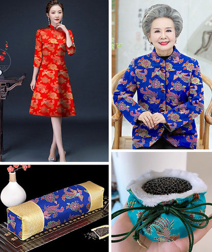 Peacock Damask Fabric: 45"W Chinese Brocade for Cheongsam & Upholstery