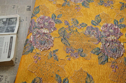 Gold Thread Floral Jacquard Fabric: 53" Wide, Upholstery & Costume