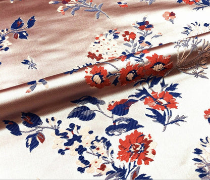 Ginseng Flower Damask Brocade Fabric: 59" Wide Silk Rayon Blend