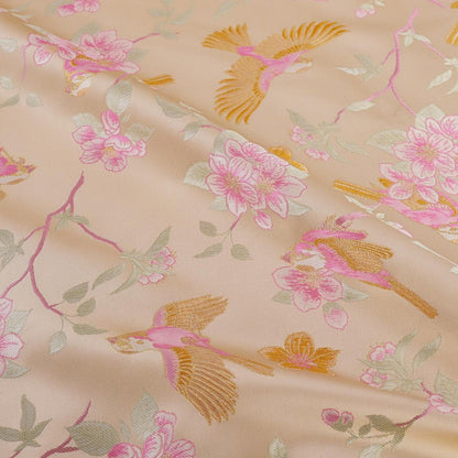 Bird and Flower Silk Brocade Fabric: 59"W Rayon Blend