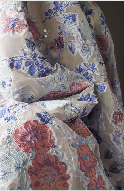 Floral Jacquard Embroidery Fabric: 54"W 3D Relief Polyester