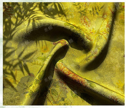 100% Rayon green Jacquard Xiangyun Brocade Fabric: 59"W Upholstery & Costume