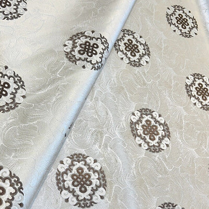 Auspicious Chinese Knot Brocade Fabric: Rayon Satin for Hanfu & Quilting (29.5"W)