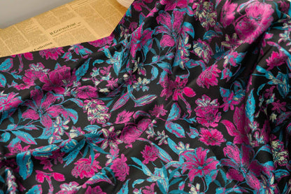 Gold Thread Floral Jacquard Fabric: Vintage Palace Designer Material