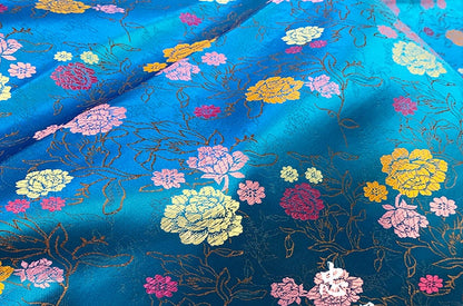 Tissu brocart de soie : motif pivoine, tissu à coudre en rayonne de 89 cm de large