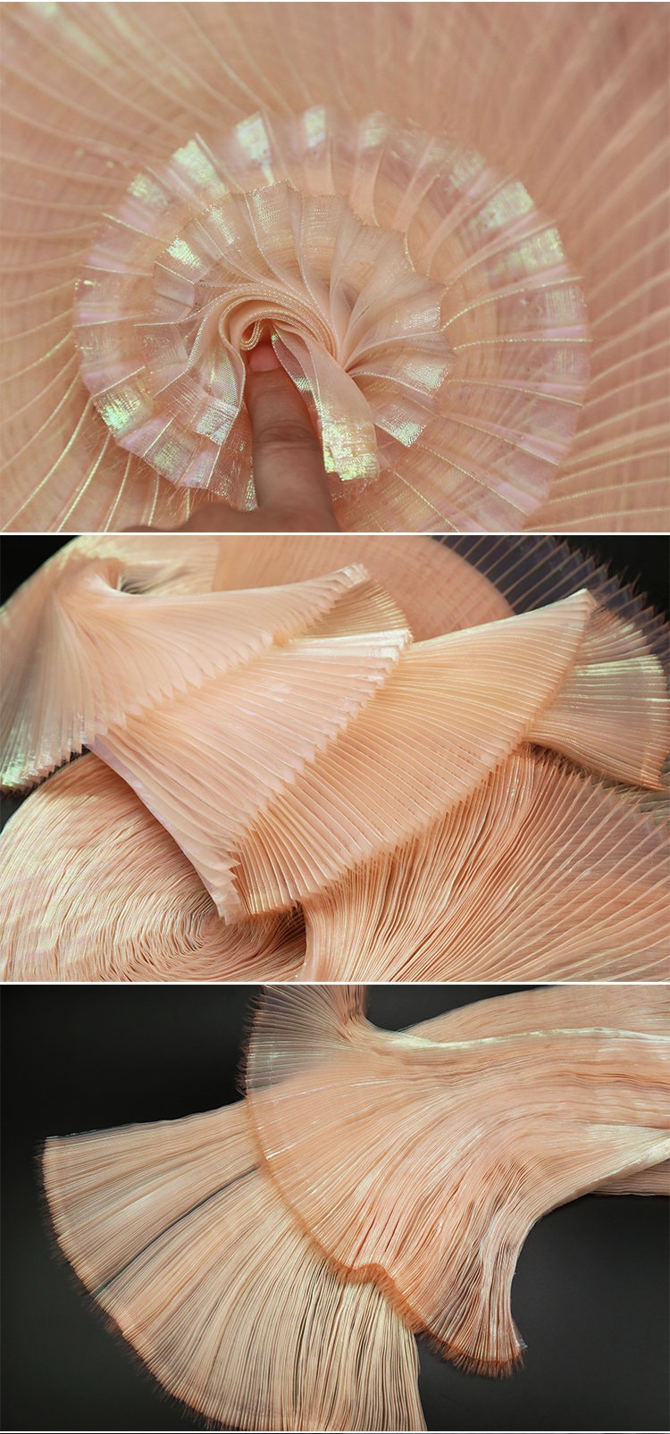Mermaid Iridescent Pleated Organza Fabric: 55" Wide Designer Material