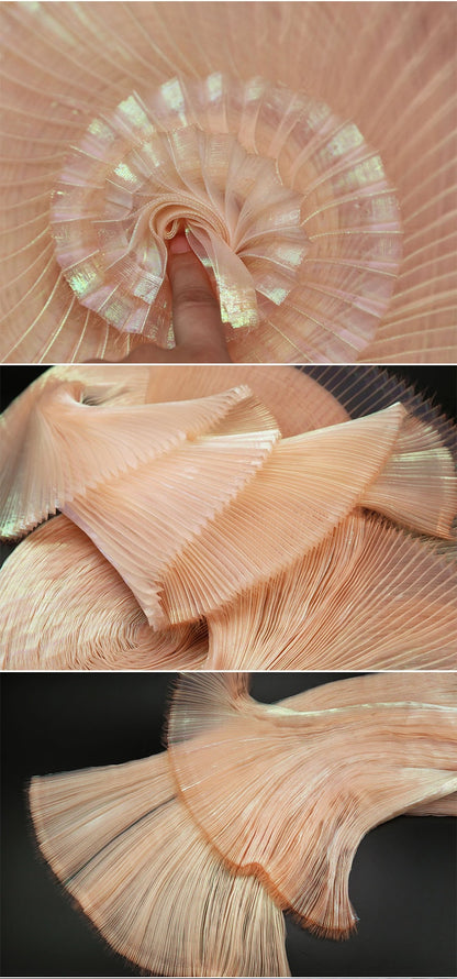 Mermaid Iridescent Pleated Organza Fabric: 55" Wide Designer Material