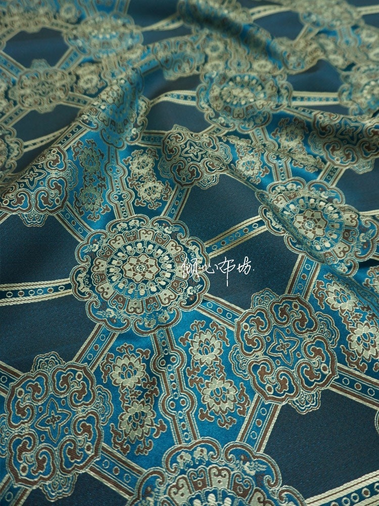 Auspicious Baoxiang Flower Brocade Fabric: Tibetan Robes & Shrines (29.5"W)