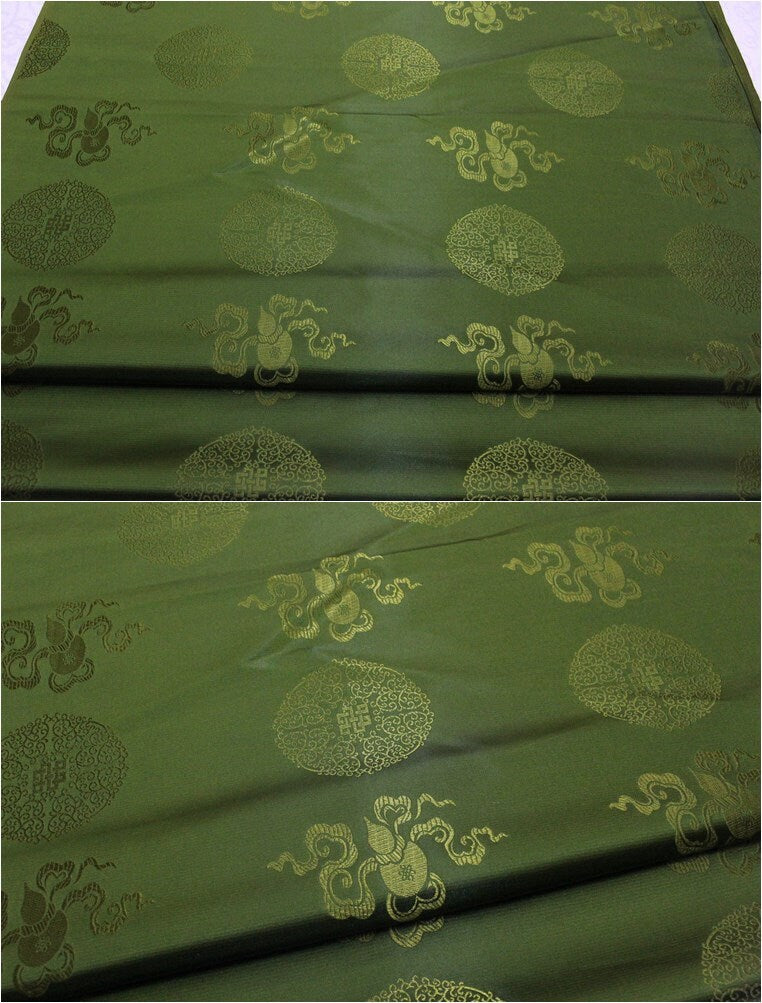Jacquard Silk Brocade Fabric: Chinese Mongolian Style (29.5" Wide)