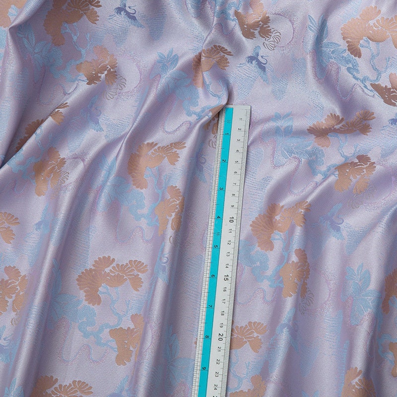 Crane Brocade Fabric: 59"W Rayon Cotton Blend for Cheongsam, Costume, Decor