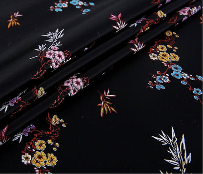 Black Plum Blossom Brocade Fabric: Cheongsam Qipao Sewing Material