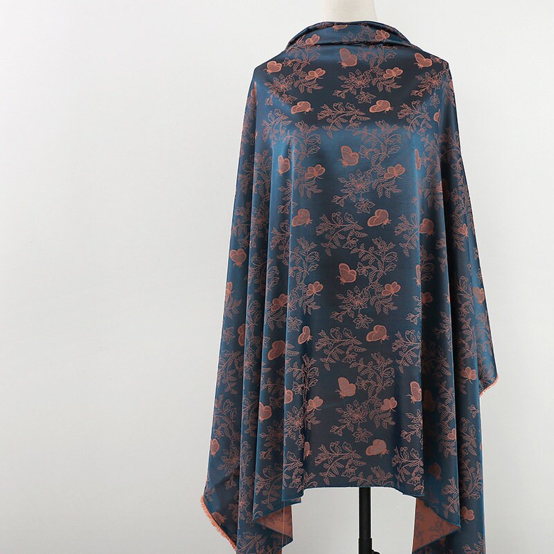 Floral Tea Silk Satin Fabric - 59"W Digital Print