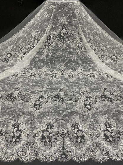 Tissu en dentelle brodée de perles : voile de mariée de 127 cm (50 pouces), accessoires à faire soi-même