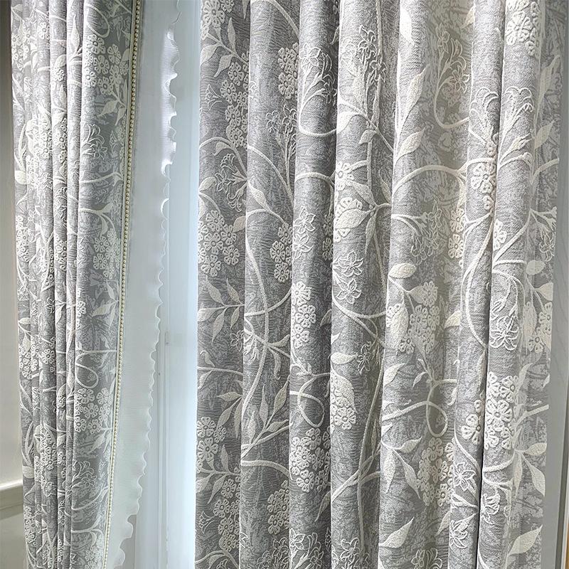 Luxury Blue Chenille Jacquard Curtain Fabric ��� High Blackout Drapery Material, 114��� Height, Sold by the Meter, Cont