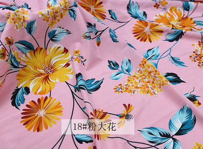 Floral Chiffon Fabric: 4-Way Stretch Polyester Satin, 59" Wide