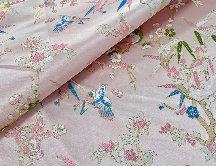 Floral Jacquard Brocade Fabric: 59"W Satin Upholstery
