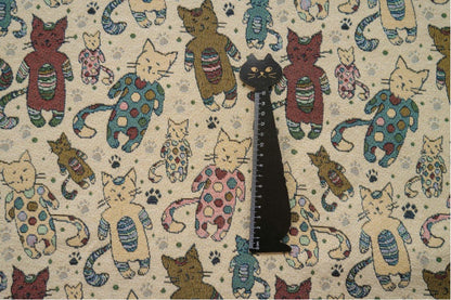 Cat Zoo Jacquard Fabric: Autumn Winter Upholstery, Sewing Material (59"W By 1 Meter)