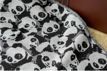Panda Jacquard Fabric: Black and White Upholstery, Costume, Decor - 59"W