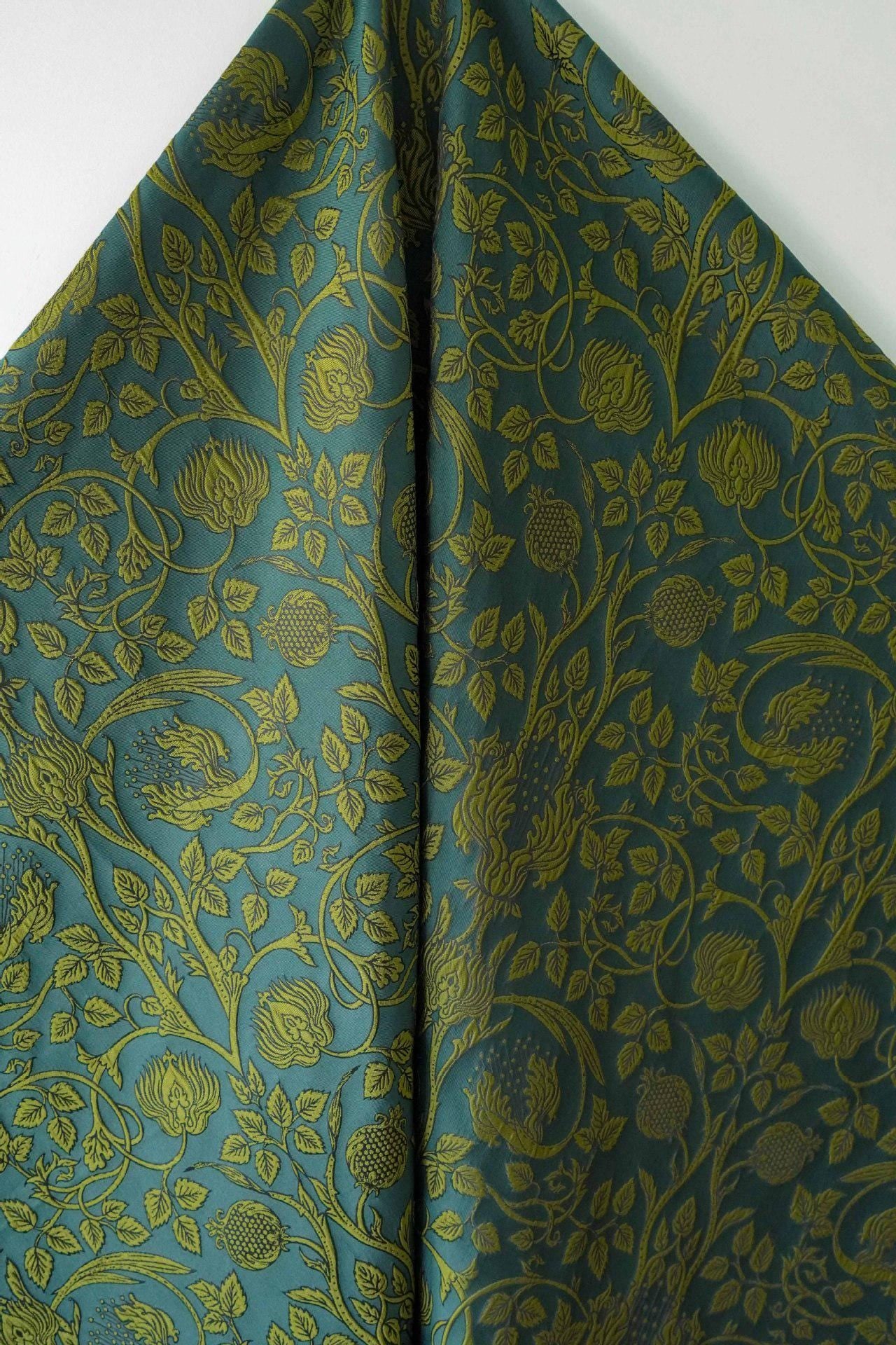 European Baroque Embossed Jacquard Fabric, Vintage Floral Brocade for Dressmaking and Gown, 58"Wide