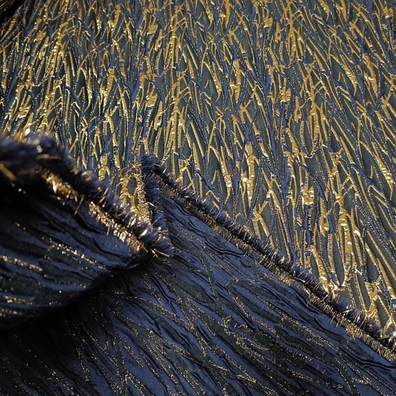 Metallic 3D Texture Jacquard Fabric: 56" Wide Polyester Blend