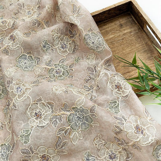 Embroidered Floral Fabric ��� Vintage Hanfu Qipao Sty" Wide