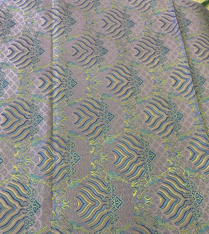 Lilac Ocean Waves Brocade Fabric: 29.5" Wide Rayon Silk Jacquard