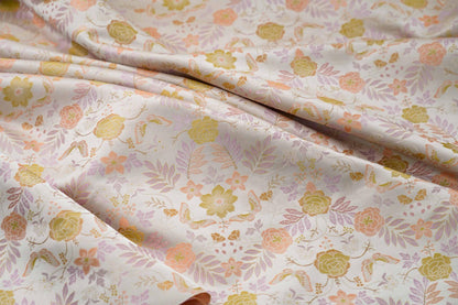 Floral Jacquard Fabric: Gold Thread Upholstery, 59" Wide