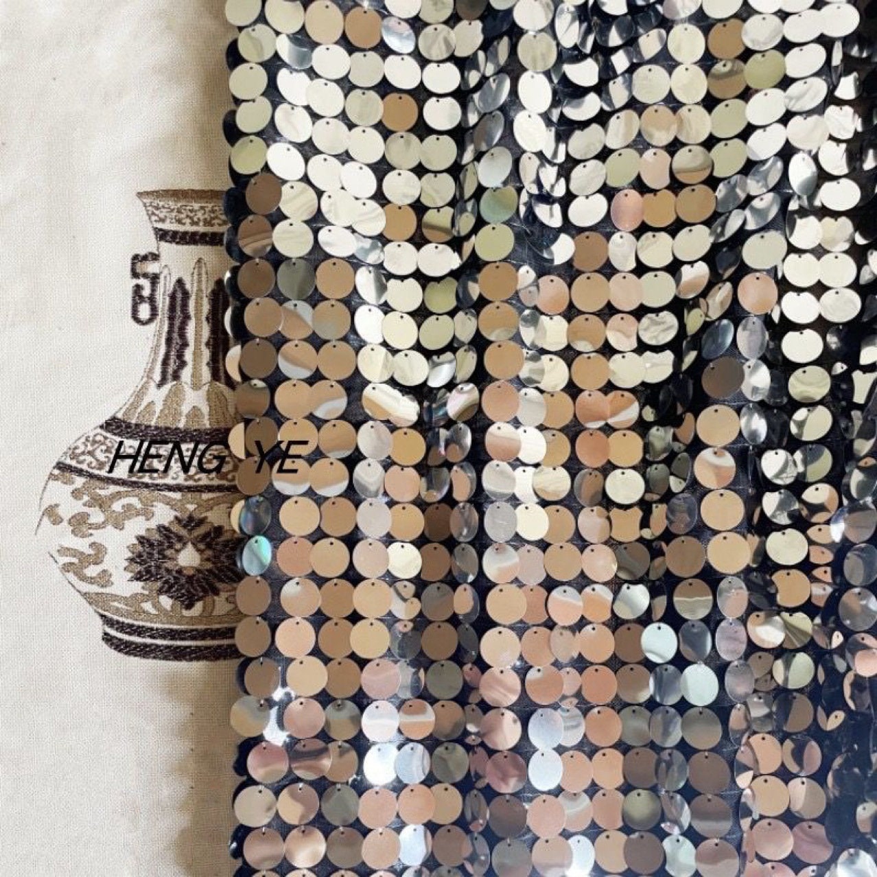 Sequin Fabric Backdrop: 50"W Polyester Party Decor