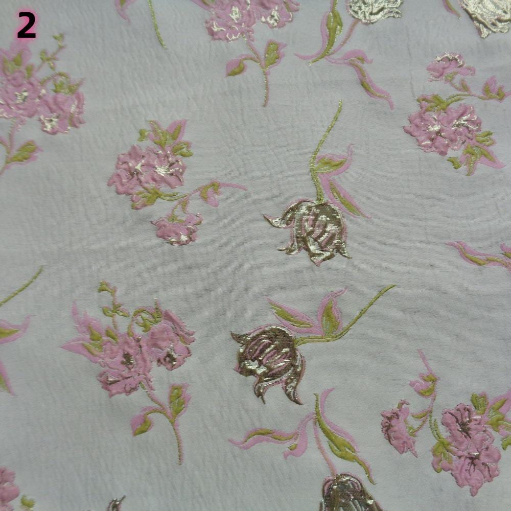 Magnolia Gold Foil Jacquard Chenille Fabric: Floral Upholstery, 56"W