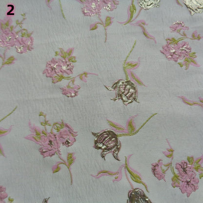 Magnolia Gold Foil Jacquard Chenille Fabric: Floral Upholstery, 56"W