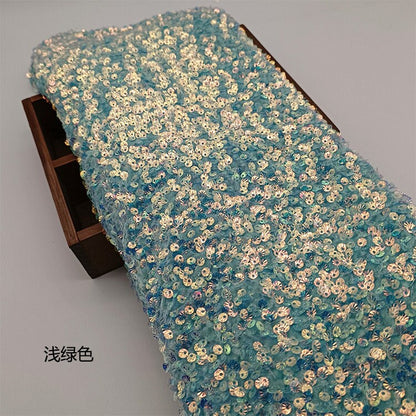 Iridescent Sequin Fabric: 3D Embroidery Shell Flannelette, 49" Wide