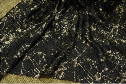 Gold Thread Jacquard Fabric: Retro Abstract Upholstery, Costume, Bag - 54"W
