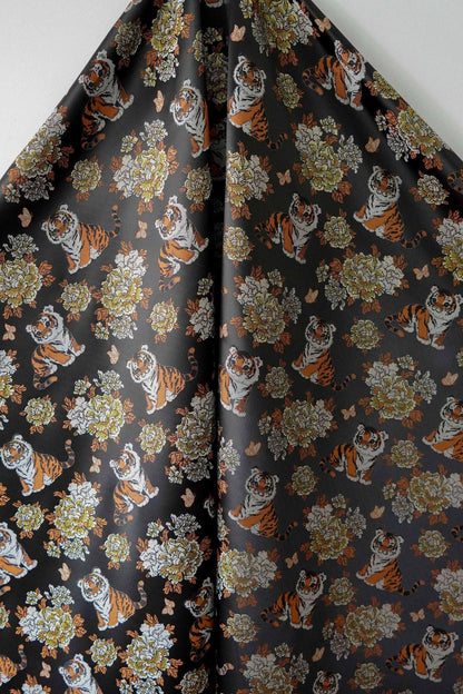 Tiger & Peony Brocade Fabric ��� Chinese Jacqua" Wide