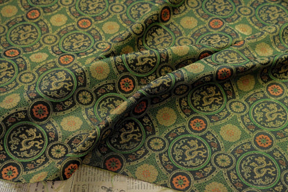 Dragon Brocade Fabric: Dark Green Cheongsam Tapestry (59"W)