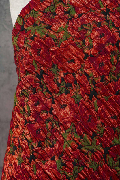 Tissu jacquard à motif floral abstrait en relief 3D avec fil doré, largeur 57 pouces