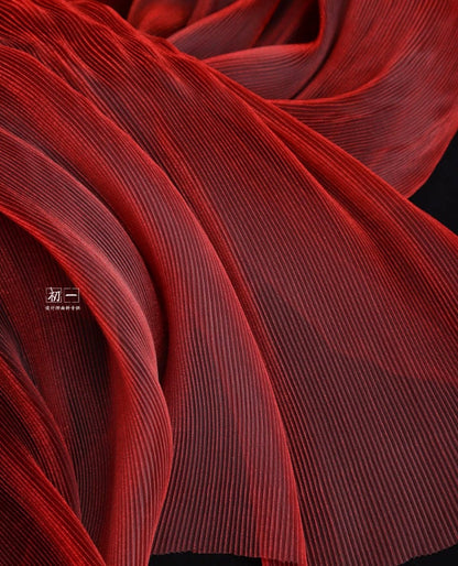 Pleated Organza Fabric: Water-Gloss Illusion, 55" Wide