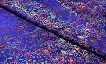 Tissu brocart de soie à motif pivoine : 45 pouces de large, tissu de couture et de matelassage chinois