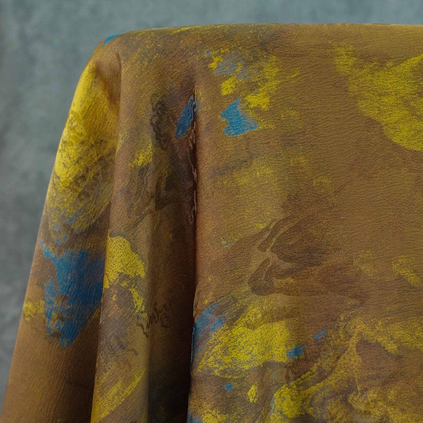Ancient Painting Tea Silk Satin Fabric: 59"W Upholstery, Costume, Drapery