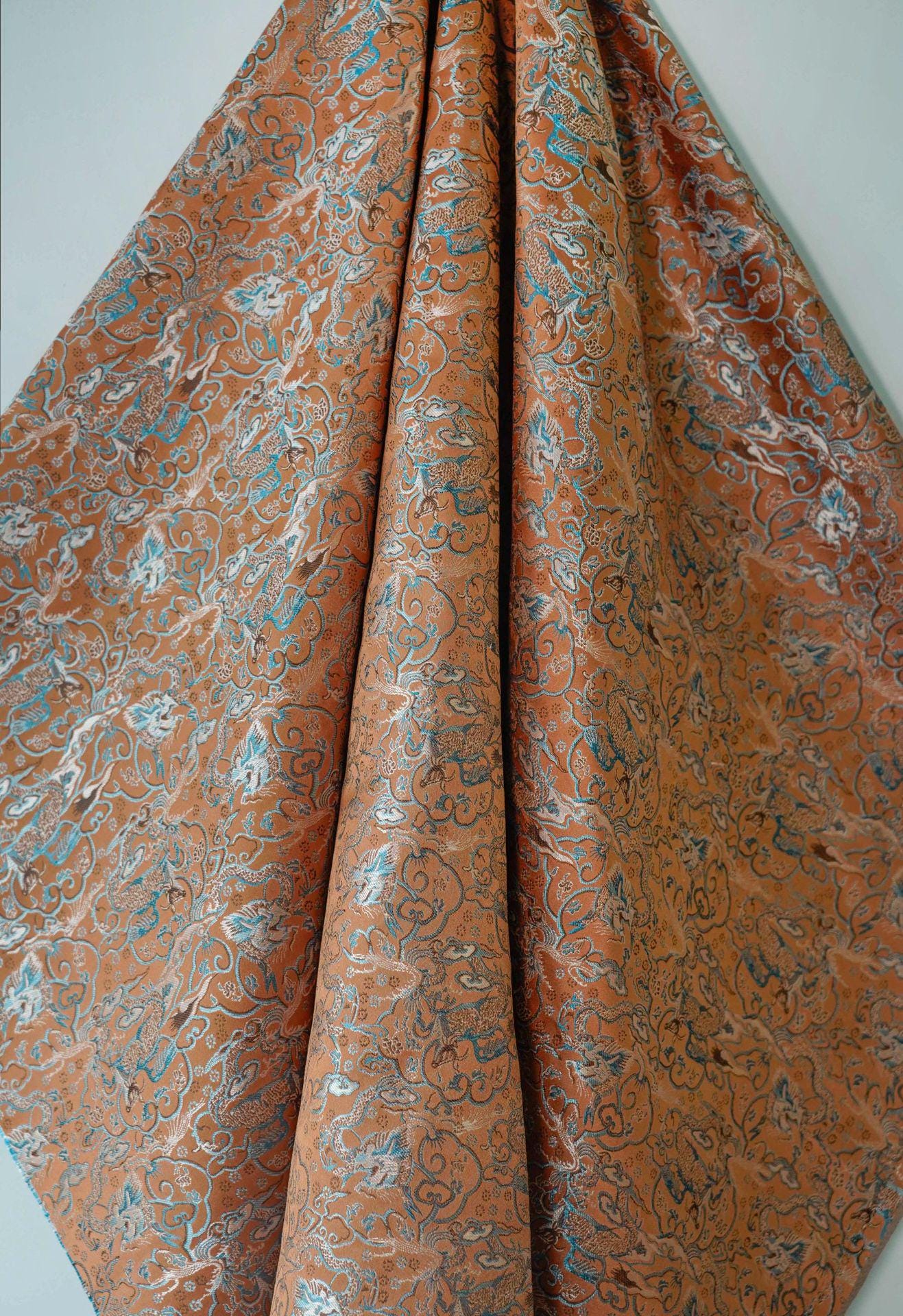 Handmade Silk Brocade Fabric: Chinese Song Dynasty Style, 59" Wide