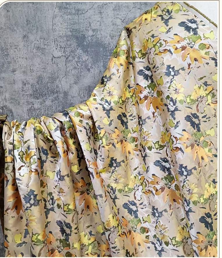 Floral Jacquard Fabric ��� Textured Brocade Material for Dresses, Hanfu, Costumes & Home Decor, sell by the met"Wide