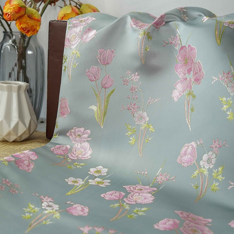 Floral Jacquard Brocade Fabric: 59"W Rayon Blend Sewing Material