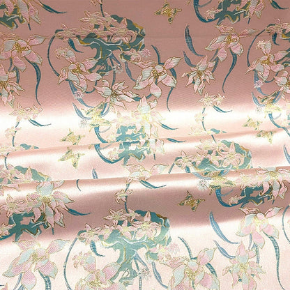 Magnolia Flower Brocade Fabric: 59"W Rayon Damask for Sewing & Upholstery