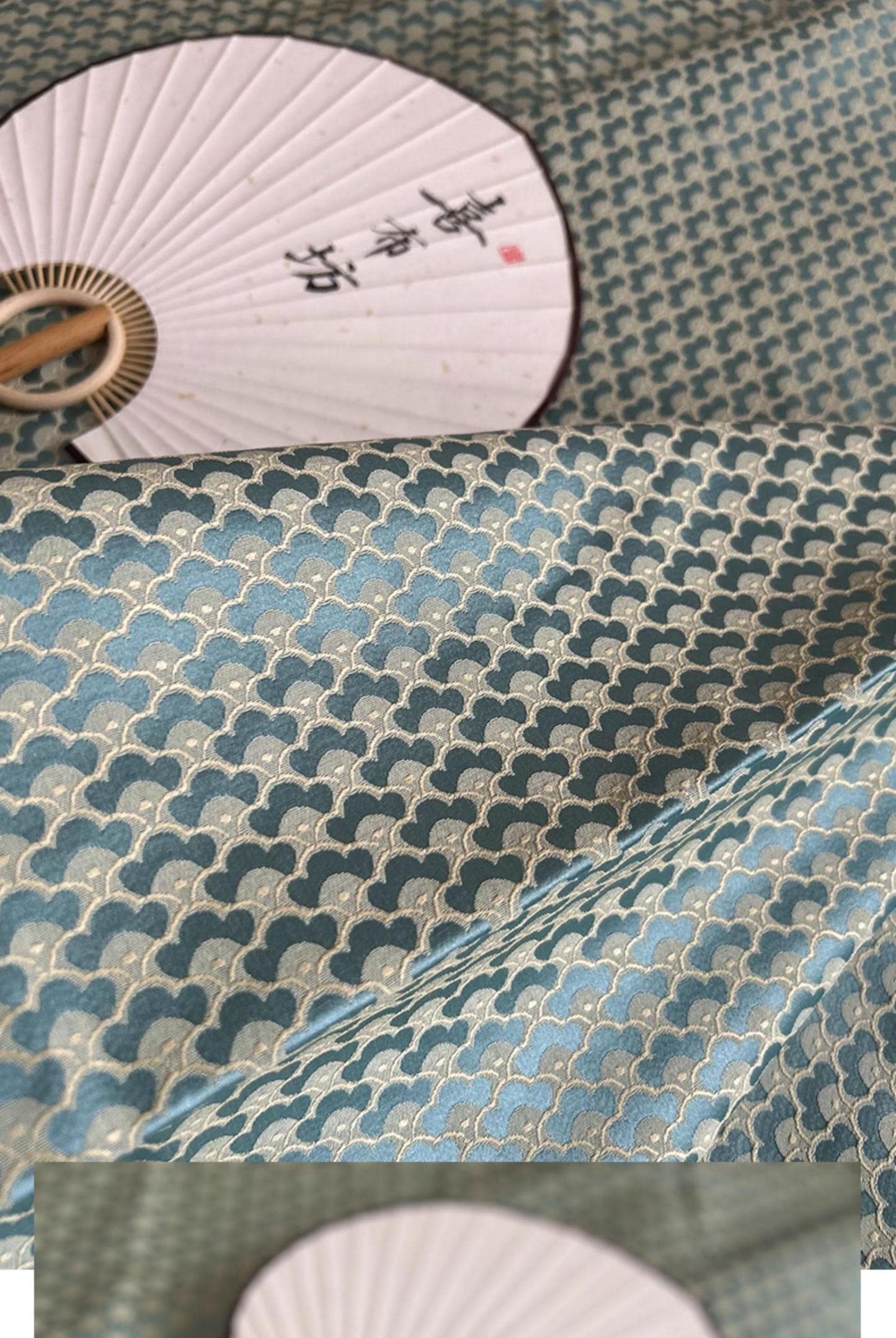 Nishijin Japanese Brocade Fabric: Fish Scales, Gold Thread (59" Width)