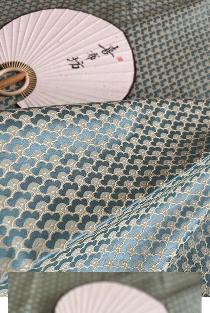 Nishijin Japanese Brocade Fabric: Fish Scales, Gold Thread (59" Width)