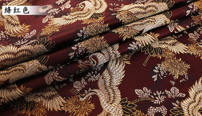 Crane Damask Jacquard Satin Fabric - 59"W Silk Rayon Blend