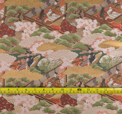 Genji Monogatari Jacquard Silk Brocade Fabric - 59"W Japanese Sewing Fabric